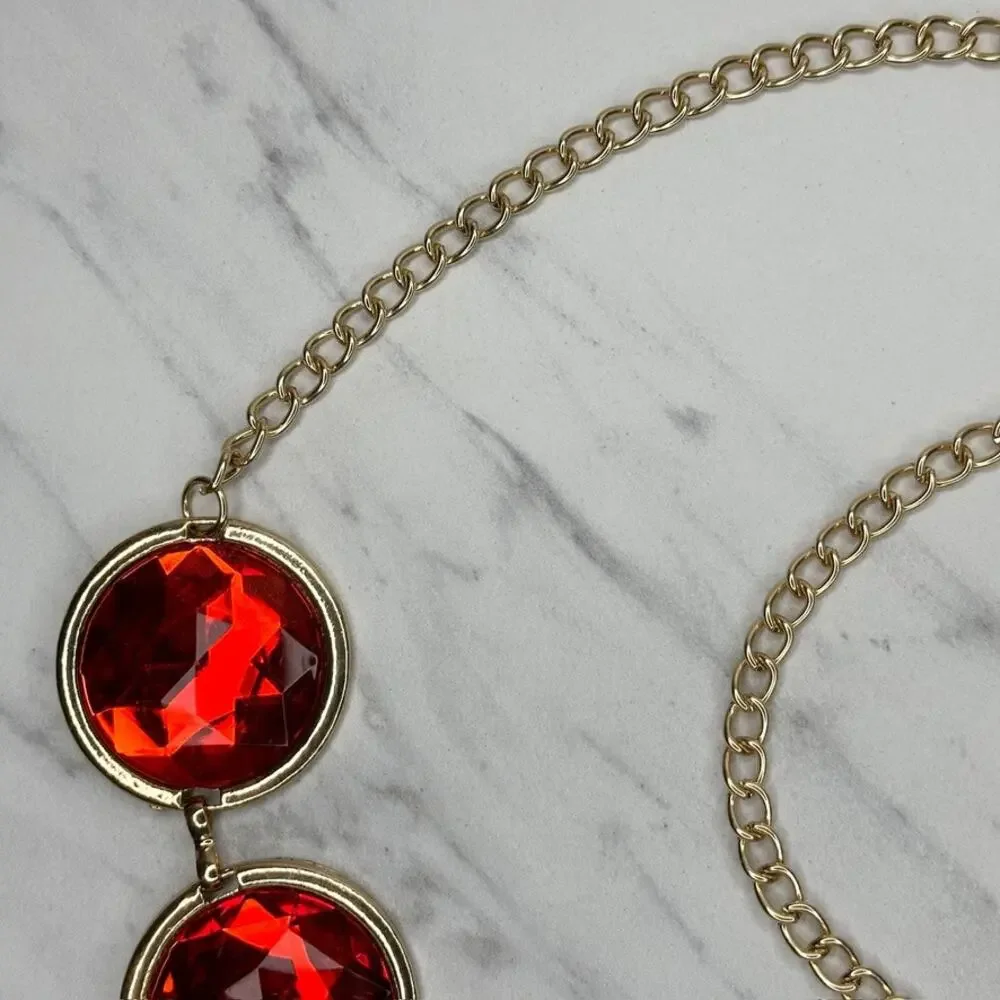 Chunky Red Rhinestone Chain Link Belt One Size (OS) ✨
